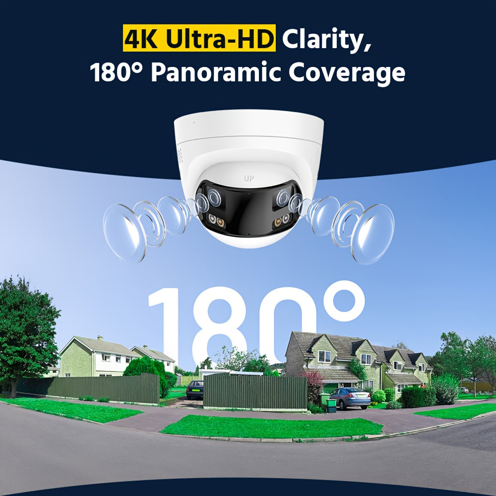 ANNKE Poe Security Camera Outdoor with Dual Lens 180° Field of View, 8MP Surveillance Camera Support Color Night Vision, Person/Vehicle Detection, Two-Way Talk, Built-In SD Card Slot