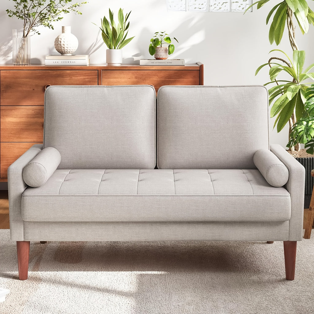 Vesgantti 48" Mid-Century Modern Loveseat Sofa - Ideal for Compact Areas, Suitable for Living Room Or Bedroom | Detachable Cover, Spring Cushions, Sturdy Wooden Frame | to Assemble