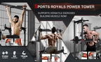 Power Tower With Bench Height Adjustable Pull Up Bar Stand Dip Station With Folding Weight Bench And 4 Ropes, 400lbs, For Home And Gym