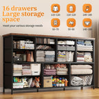 TV Stand Dresser for 60" TV Stand with Charging Station TV Stands for Living Room Long Dresser for Bedroom TV Stand with 16 Drawers Storage TV Stand for Bedroom Dresser 51.1''W X 11.8''D X 34.8''H