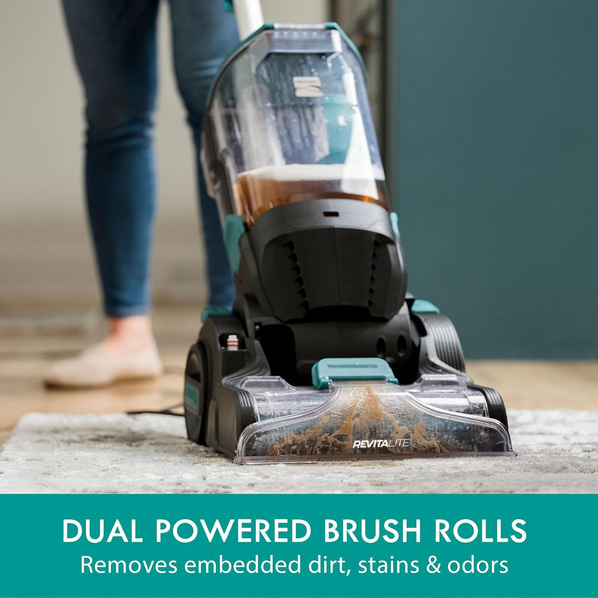 [Carpet Cleaner Machine] Kenmore Carpet Cleaner Machine, Deep Cleaner & Carpet Shampooer, Dual Powered Brushroll, 8ft Hose & Removable Head for Deep Cleaning Rugs, Upholstery & Stairs | 108oz/47oz Dual Tank, 25ft Cord, Lightweight | 2 Attachments