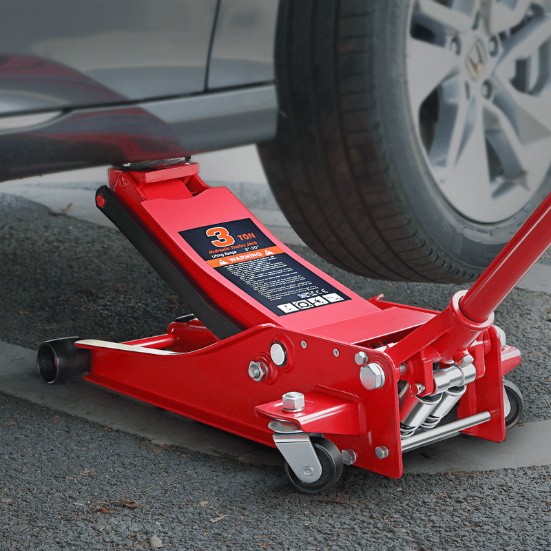 3 Ton (6000 lbs) Capacity, Low Profile Hydraulic Trolley Service/Floor Jack, Lifting Range 3"-20"