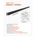 VEVOR T Slot 2020 Aluminum Extrusion Anodized Linear Rail, High-Strength Extruded Aluminum Rail for 3D Printer, CNC Machine DIY, Laser Engraving, 1000/1200/1500/2000mm