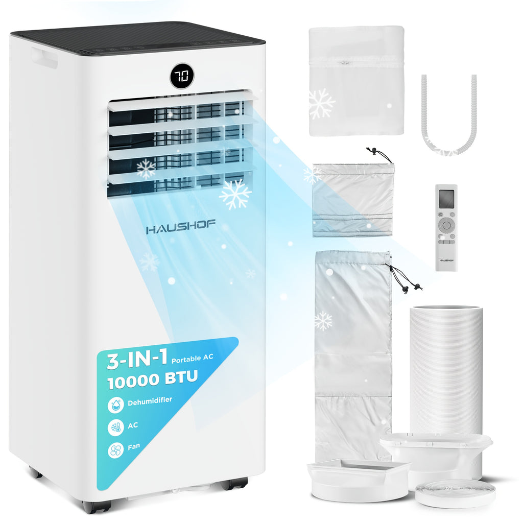 12000/14000 BTU Portable Air Conditioner, 4-In-1 Compact AC Unit for Home/Office, Cooling, Fan, Dry & Sleep Mode, AC with Auto Swing, Remote Control & Window Kit Included