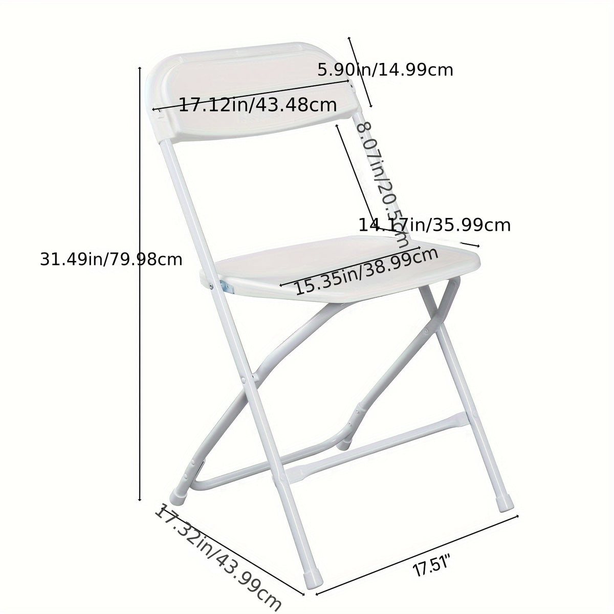 Set of 10 Classic Plastic Folding Chairs for The Garden in White And Black