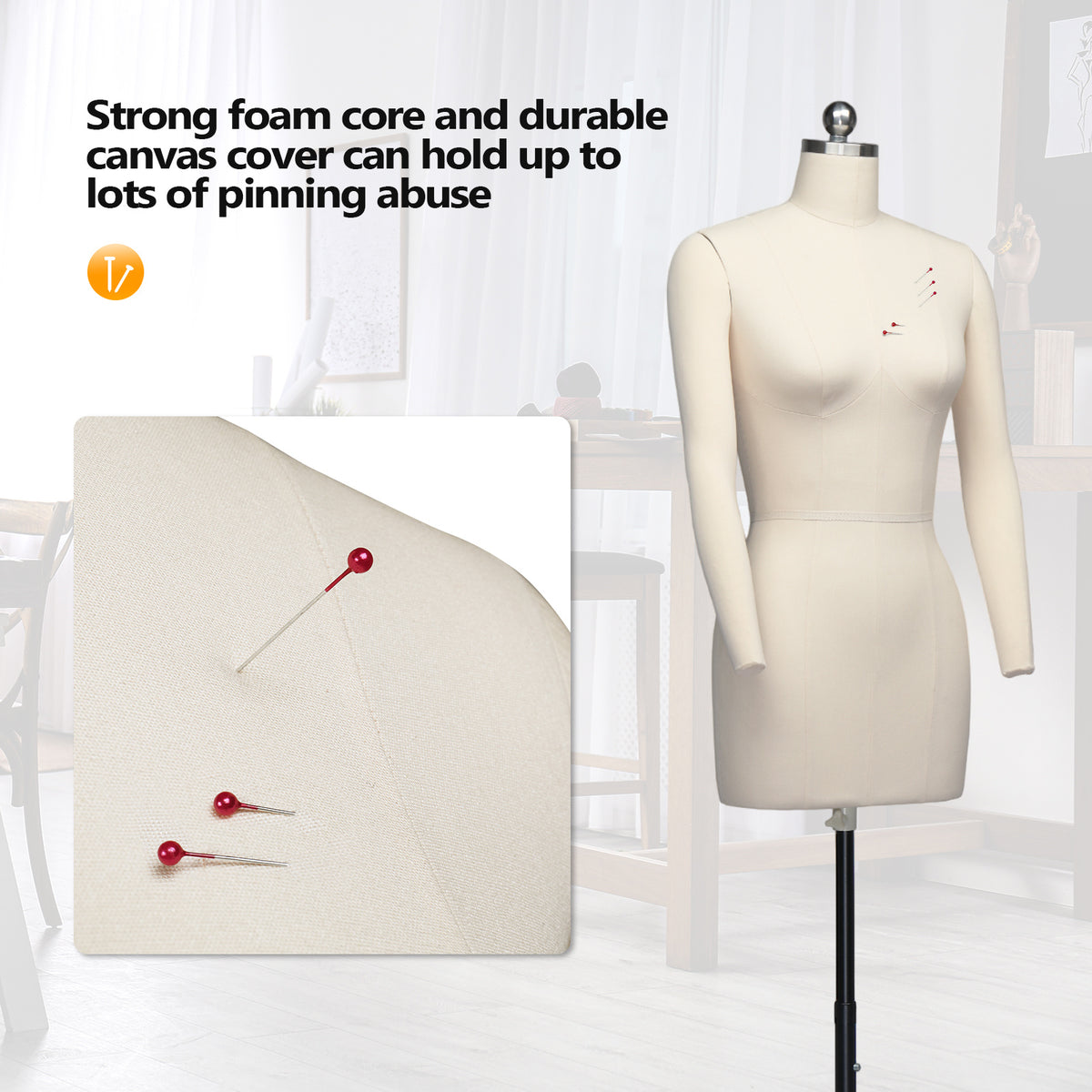 Bonnlo Female Sewing Mannequin, Size 6 Professional Dress Form for Display and Tailor Design, Height Adjustable Torso with Stable Metal Base
