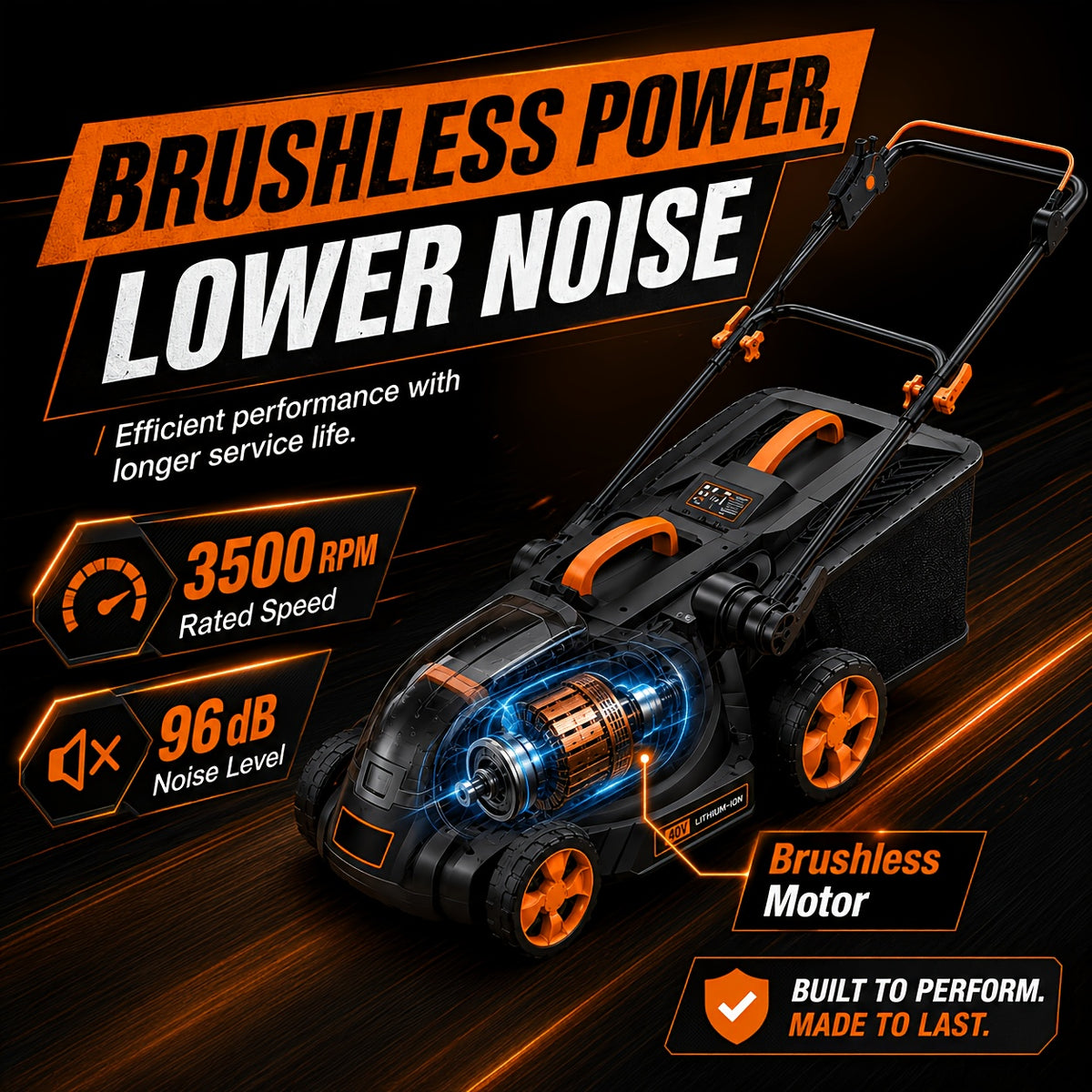 40V 16" Cordless Lawn Mower W/ 4.0Ah Battery, Brushless Motor, 6 Position Height Adjustment Electric Lawn Mower, Single-Lever Height Adjustment, 2-in-1 Mulch & Bag, Foldable Handle for Easy Storage