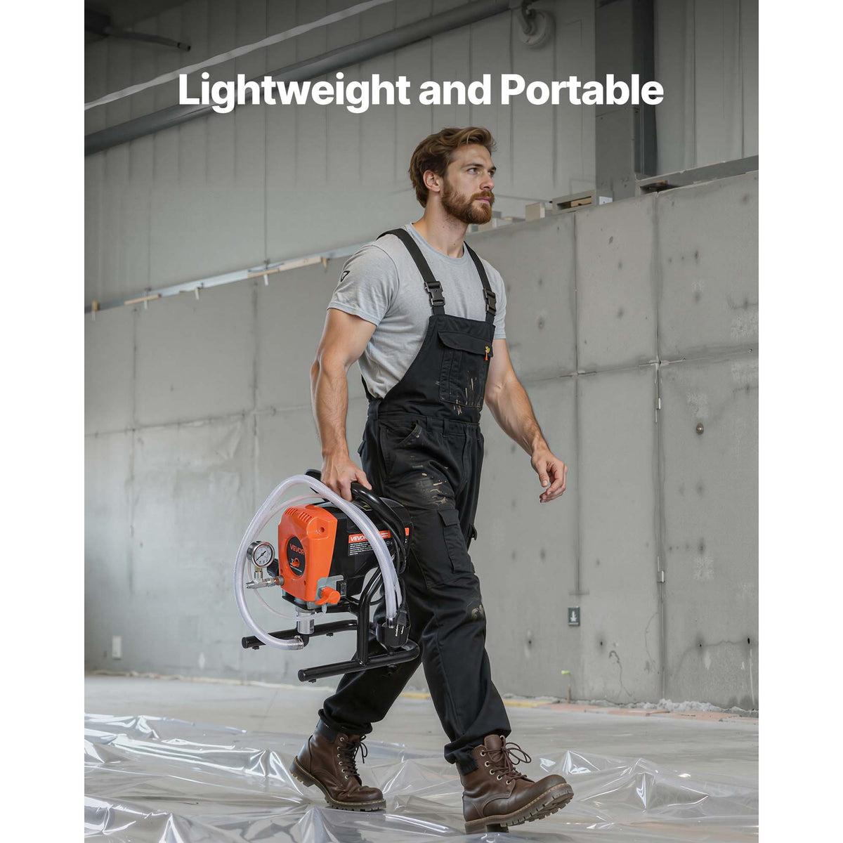 VEVOR Stand Airless Paint Sprayer, 900W, 3300PSI High Pressure Airless Sprayer, Cleaning Brush, Hose, Extension Rod, Nozzles, Electric Spray Paint Machine for Interior or Exterior of House, Fence