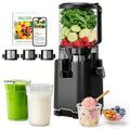 6" Wide Mouth Slow Juicer, 3-in-1 with 3 Interchangeable Filters, for Juice/Sorbet/Nut Milk, Hands-Free & Easy Clean, 3-in-1 with 3 Interchangeable Filters
