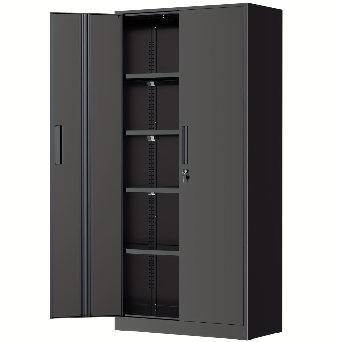 Metal Garage Storage Cabinet, 71" Steel Floor Mount with 2 Doors, Adjustable Shelves, Locking, for Home, Office, Shop, School, Retail Display - Assembly Required