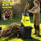 Wood Chipper, 1800W High Power Garden Branch Shredder, 15-Amp Electric Brushless Wood Chipper, Garden Tools With 10 Gallon Collecting Bin, Easy To Clean For Branches, Leaves And Yard Cleanup, Fathers Day Gift