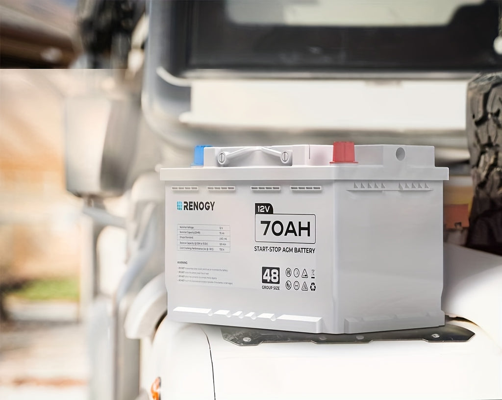 [Renogy AGM Battery] Renogy 12V 70Ah AGM Car Battery H6, Group 48 Start And Stop Automotive Battery with 720 CCA, 120RC, Reliable Power for Cars, SUVs, Trucks, And Marine Starting