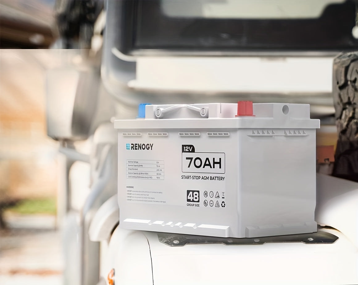 [Renogy AGM Battery] Renogy 12V 70Ah AGM Car Battery H6, Group 48 Start And Stop Automotive Battery with 720 CCA, 120RC, Reliable Power for Cars, SUVs, Trucks, And Marine Starting
