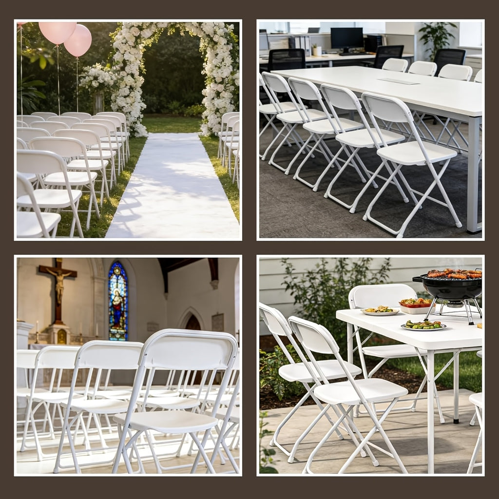 100/50/20 Pack Office Folding Chairs, Indoor/Outdoor Folding Chairs, Reinforced Plastic Seats With 350lb Weight Capacity, Commercial-Grade Stackable Seating, For Offices, Conference Rooms, Weddings