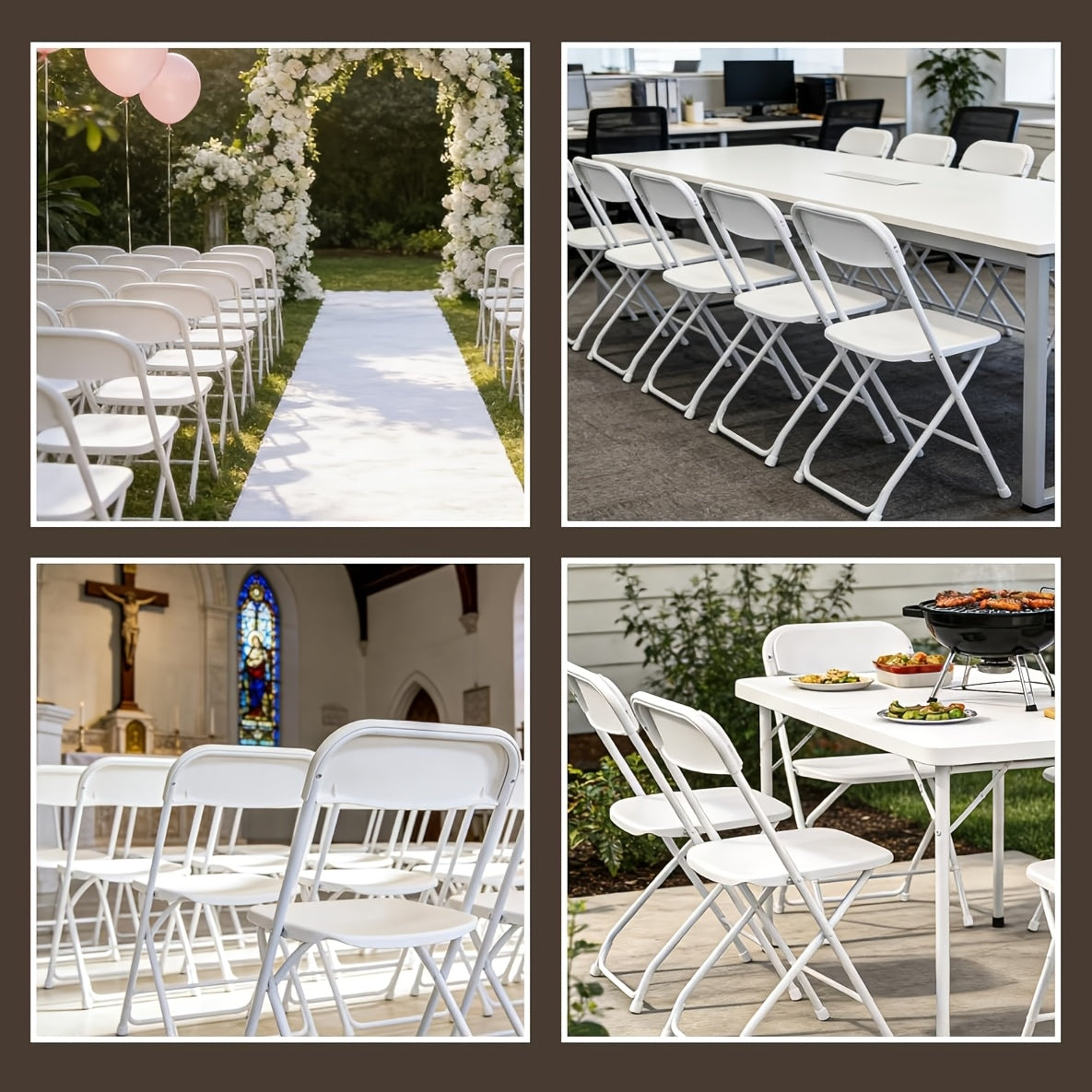 100/50/20 Pack Office Folding Chairs, Indoor/Outdoor Folding Chairs, Reinforced Plastic Seats With 350lb Weight Capacity, Commercial-Grade Stackable Seating, For Offices, Conference Rooms, Weddings