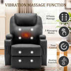 Living Room Massage Chair, Recliner With Heating Function, Adult Electric Lift Chair, Storage Side Pockets And Cup Holders, Medium-sized Leisure Chair, Comfortable PU Leather Material, Orange And Blue Are Technical Fabric