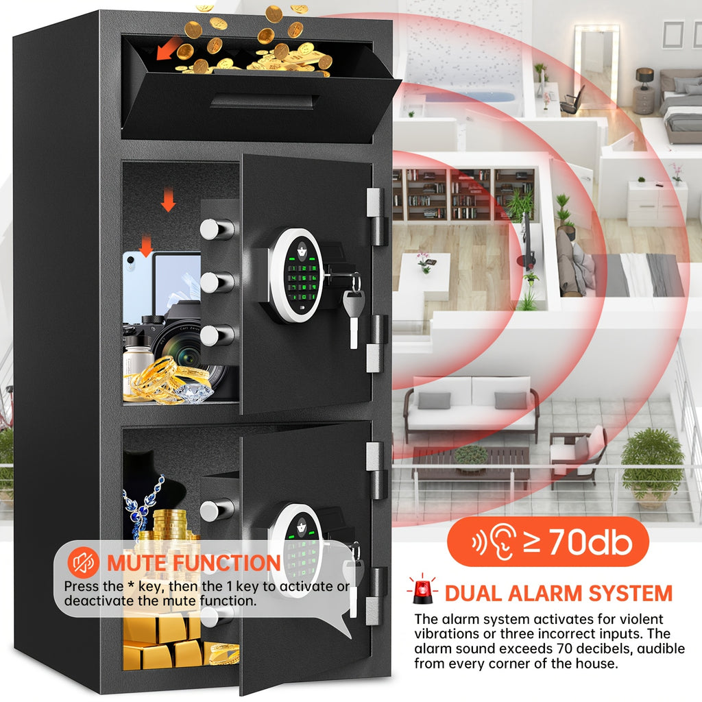 [Extra Large Safe Box] 6.5 Cu Ft Extra Large For Home Safe Box Fireproof With Drop Slot, Digital Drop Safe With Double Door And Key Hook, Money Safes With Backlit Keypad And Dual Alarm For Home Office Business