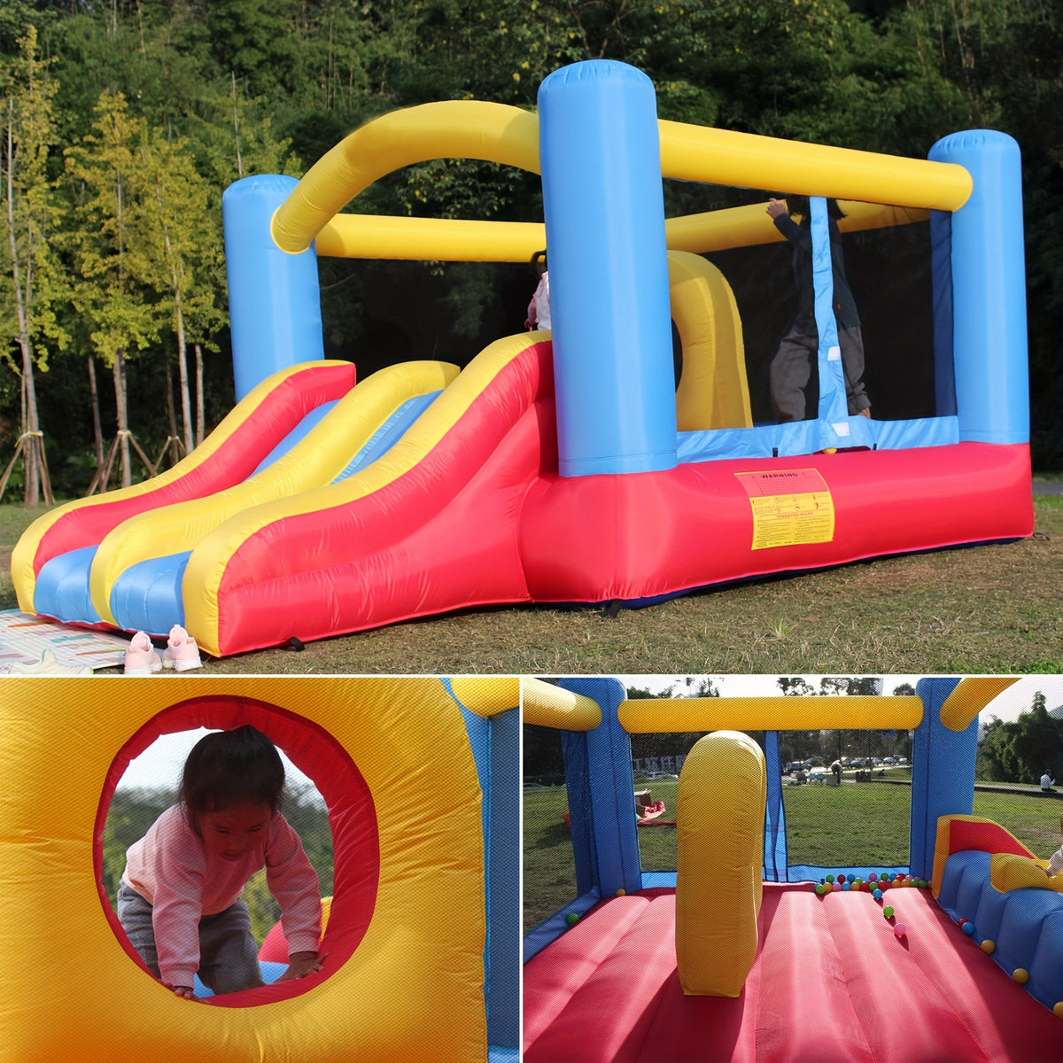Inflatable Bounce House for Kids 3-10 with Blower, 12 X 9FT Big Blow Up Bouncer with Double Slide & Obstacle Course And Large Bounce Area, Indoor Outdoor Jump 'N Slide for Backyard Birthday Party Gift