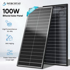 Werchtay 200W Solar Panel, 12V Monocrystalline High-conversion Photovoltaic Modules, Suitable for Off-grid Systems Such As RVs, Home Battery Charging, Stadiums, And Industrial Power Applications(100W*2/100W*1)