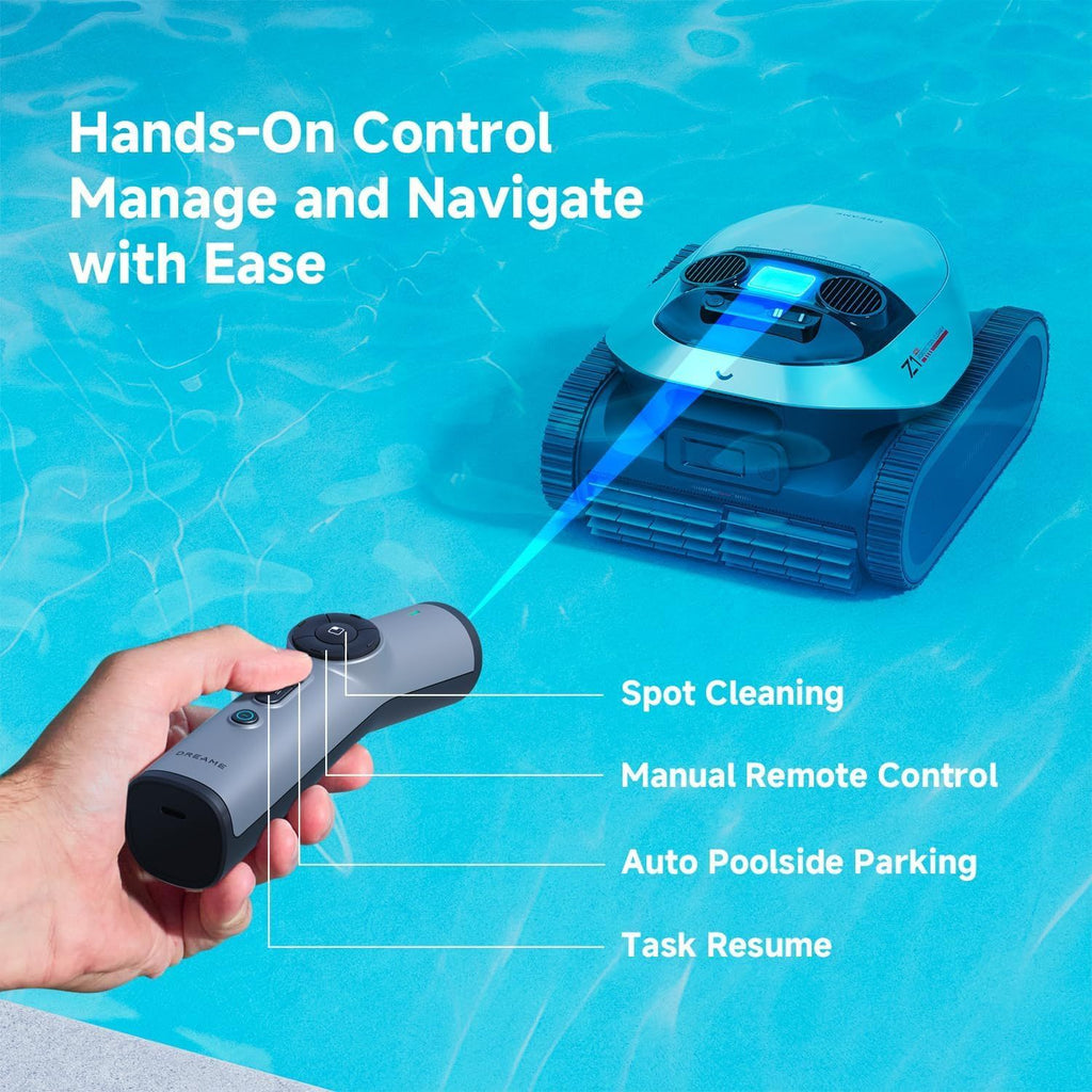 Dreame NEW Z1 Pro Cordless Robotic Pool Cleaner, LiFi Remote Control, 8000 GPH Suction, Waterline Horizontal Cleaning, Auto-Retrieval, Automatic Pool Vacuum for Above & In-Ground Pools, Upgraded Version