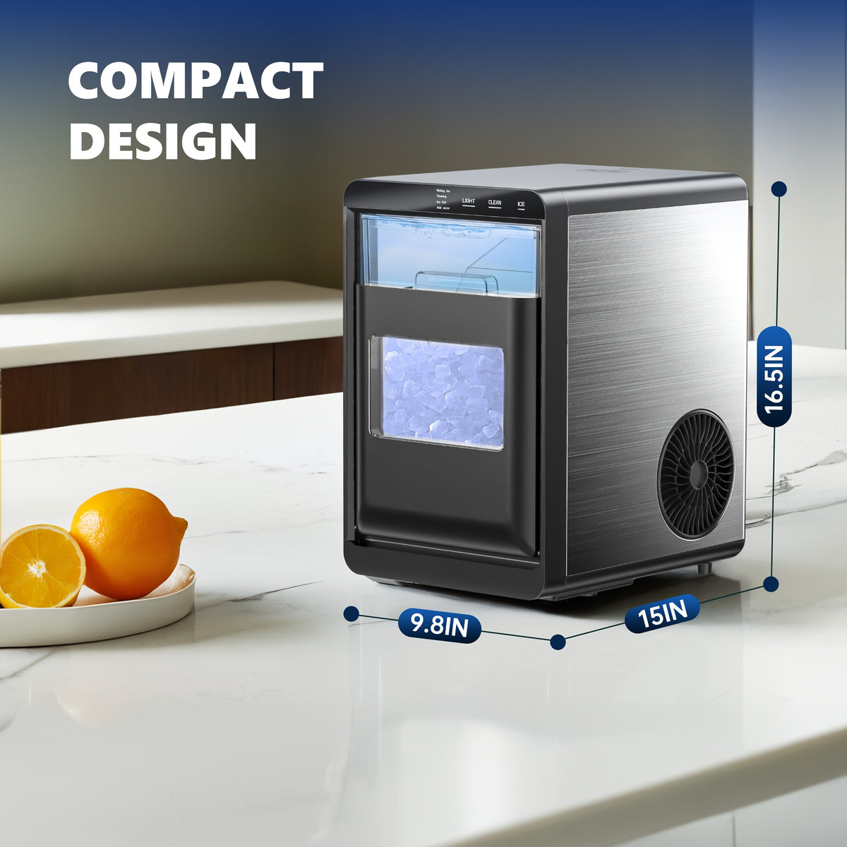 Countertop Nugget Ice Maker, 34/44Lbs Daily Production, Auto-Cleaning Pellet Ice Machine | Mini Fridge, Compact Refrigerator, Comes With Ice Scoop & Basket, Sonic Ice Machine Ideal For Home/Office/Kitchen