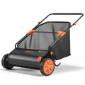 VEVOR Push Lawn Sweeper, 30 in Leaf & Grass Collector with 12 cu. ft. Hopper Bag, Adjustable Brush Height & Spinning Brushes, Heavy Duty Yard Sweeper with Rubber Wheels for Leaves Grass Cleanup