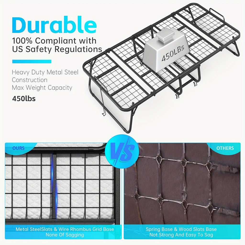 Folding Bed with Mattress, 75" X 31" Roll Away Beds for Adults, Metal Frame Fold Up Beds with Memory Foam Mattress, Guest Bed