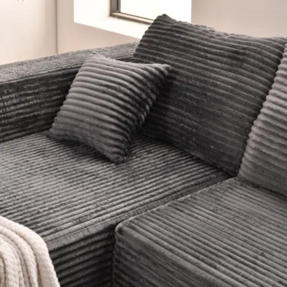Modular Combination Sofa, Comfortable and Fluffy, L-shaped, Dark Black Color, Suitable for the Living Room, Deep Seat Design, Memory Foam, Boneless Velvet Fabric