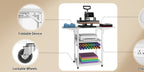 VISOUD 3-Tier Foldable Heat Press Machine Table, Portable Metal Stand with Vinyl Reel Holder, Heavy-Duty for DIY Sublimation Printer, White - Crafts, Crafts & Sewing Supplies, Heat Press Machine Accessories