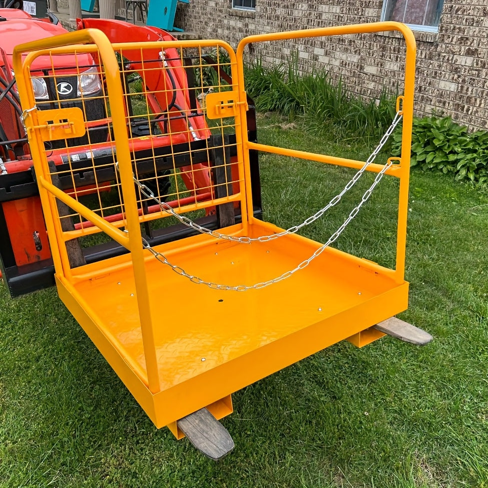 Forklift Safety Cage, 1200lbs Capacity Forklift Man Basket, 36'' X 36'' Foldable Forklift Work Platform For 1-2 People With 4 Wheels, Service Car Cage, Perfect For Aerial Work