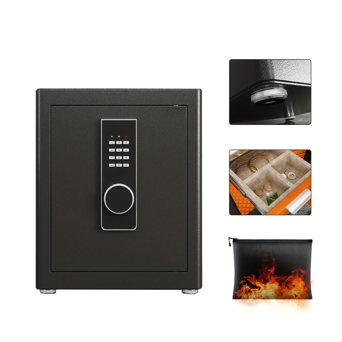 [Security Safe Box] FABAO for Home Safe Box, 2.0 Cuft Security Safe with Digital Keypad, Personal Document Safe with LED Light And Shelf, Drawer for Home Dorm Office Hotel Business
