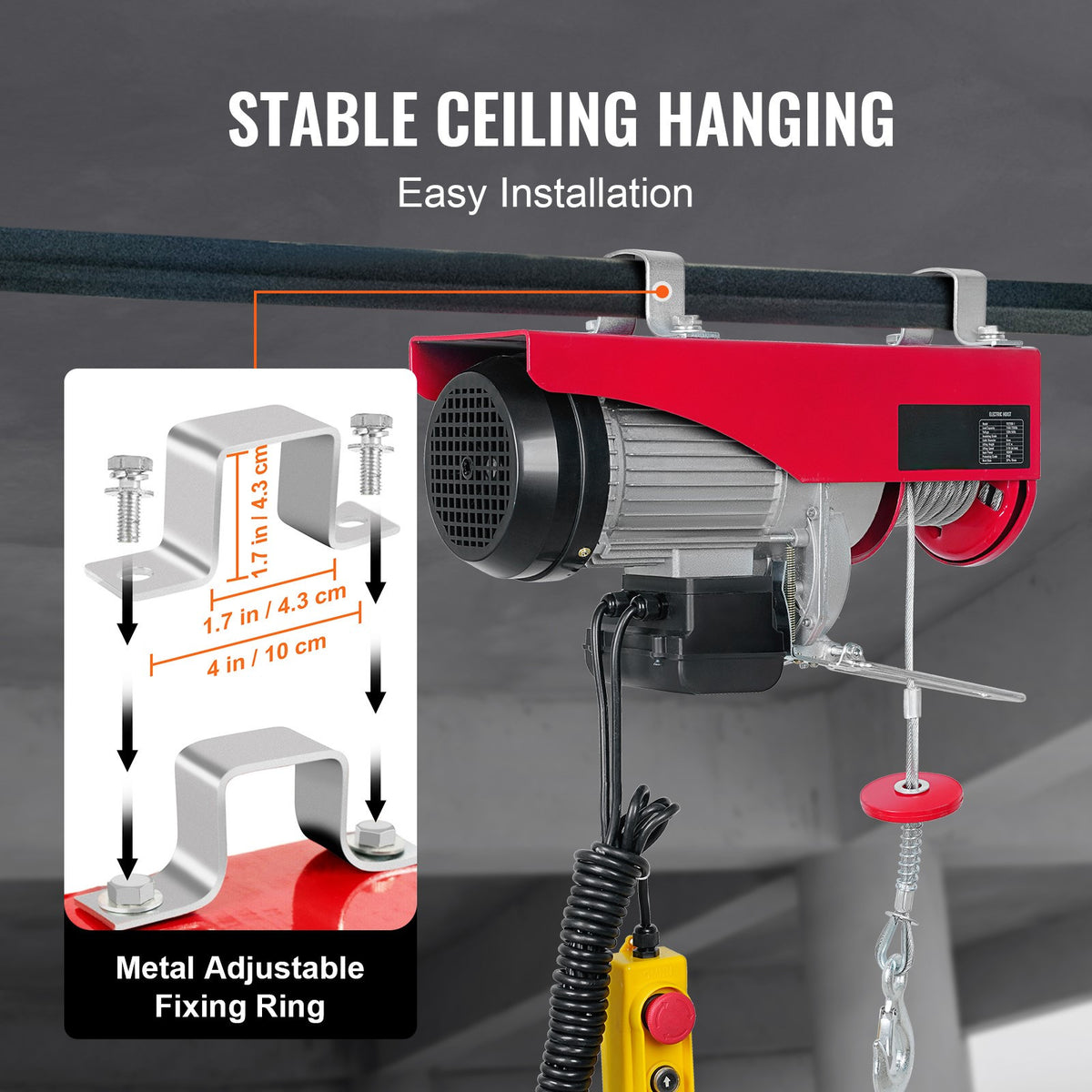 VEVOR 2200lbs Electric Hoist w/14ft Wired Remote Control, 120v Electric Hoist with 40ft Single Cable Lifting Height, for Garage Warehouse Factory Control for Garage, Shop, Hotel, Home