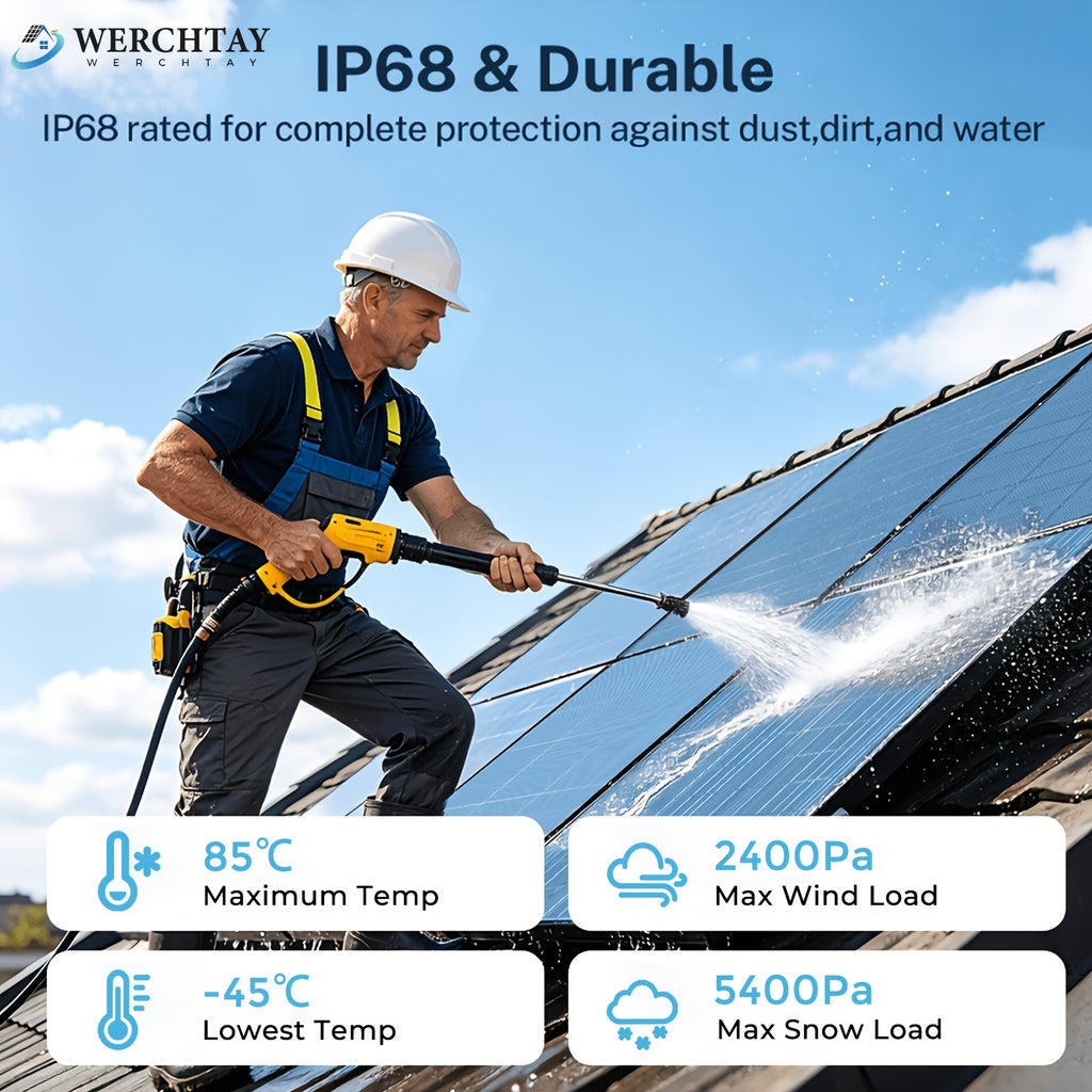 Werchtay 200W Solar Panel, 12V Monocrystalline High-conversion Photovoltaic Modules, Suitable for Off-grid Systems Such As RVs, Home Battery Charging, Stadiums, And Industrial Power Applications(100W*2/100W*1)