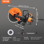 VEVOR Electric Concrete Saw, 12 in, 1800 W Motor Circular Saw Cutter with Max. 4.5 in Adjustable Cutting Depth, Wet Disk Saw Cutter Includes Water Line, Pump and Blade, for Stone, Brick