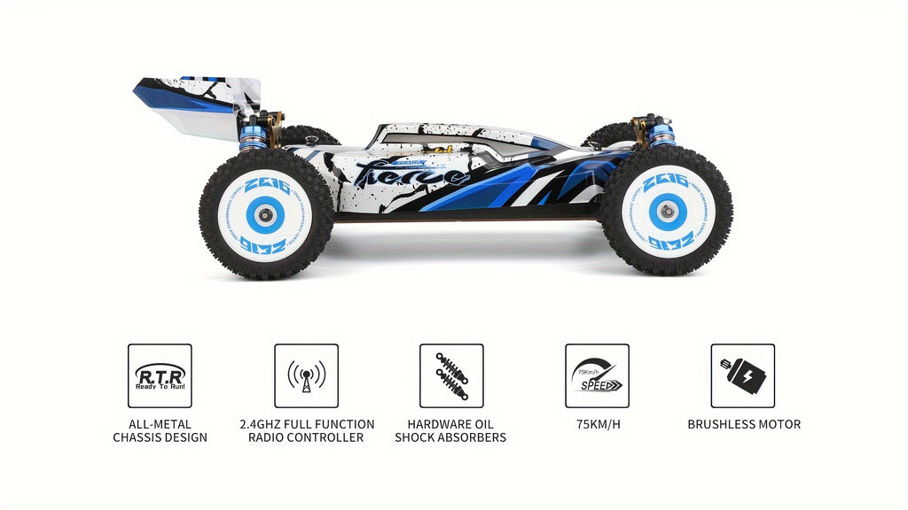 Wltoys 124017 75KM/H 4WD RC Car Professional Racing Car Brushless Electric High Speed Off-Road Drift Remote Control Toys for Boys with 2 Batteries