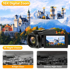 NEW 5K 30FPS Video Camera, 16x Digital Zoom 48MP UHD WiFi IR Night Vision Video Camera, 3.0 Inch 270 Degree Rotatable Touch Screen, 6-axis Stabilization Vlog Camera, Outdoor Essential Video Camera, Christmas Gift.