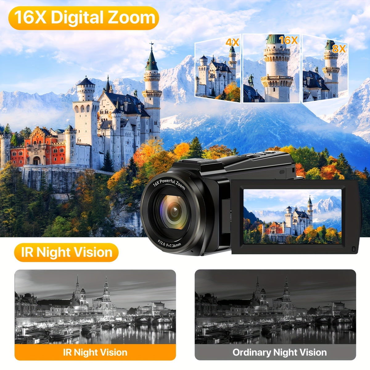 NEW 5K 30FPS Video Camera, 16x Digital Zoom 48MP UHD WiFi IR Night Vision Video Camera, 3.0 Inch 270 Degree Rotatable Touch Screen, 6-axis Stabilization Vlog Camera, Outdoor Essential Video Camera, Christmas Gift.
