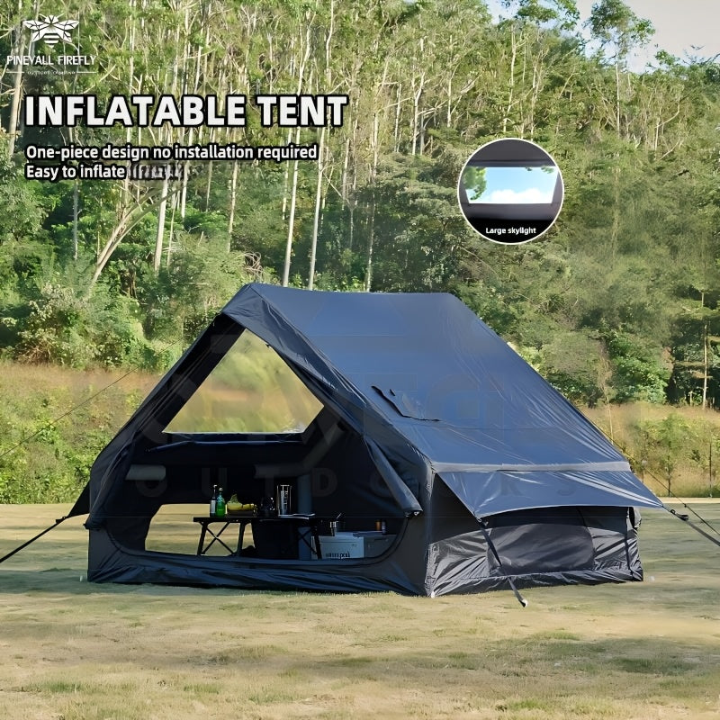 4-6 Person Inflatable Camping Tent - Easy-To-Set-Up Family Outdoor Tent with Sunshade, Windproof, Heat Insulation, And Mosquito Protection. High-Quality Design, Suitable for All Seasons, Includes Storage Bag, Air Conditioning Vent, And Chimney