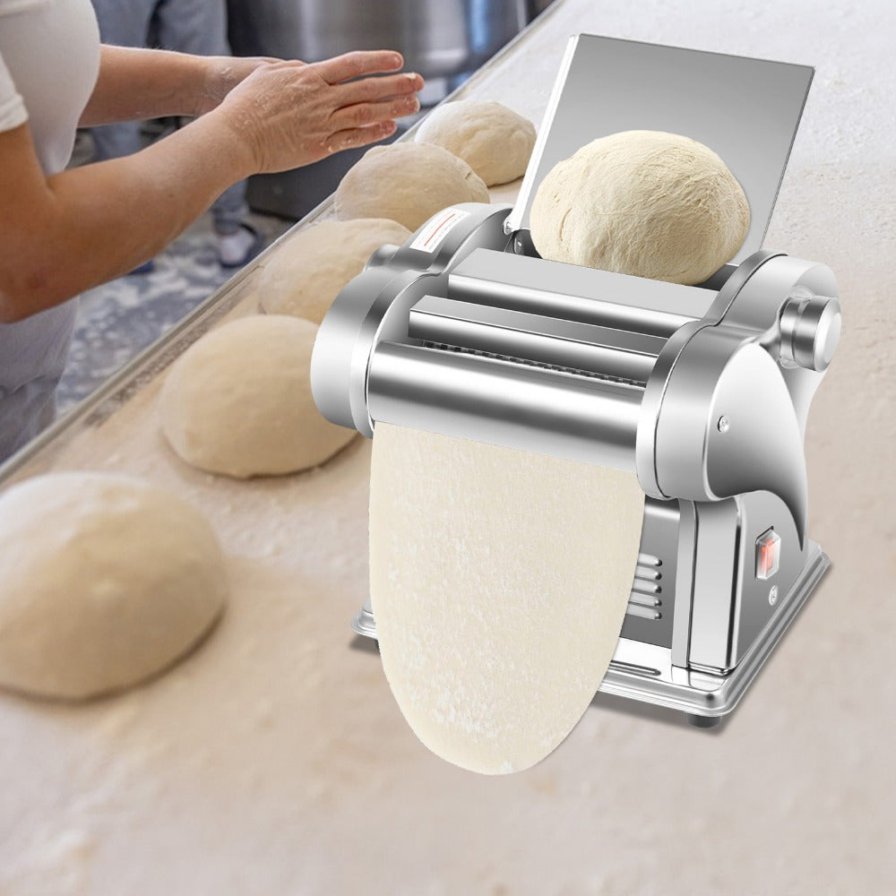 Electric Automatic Pasta Maker & Noodle Press - Stainless Steel Dough Sheeter Machine with Adjustable Thickness, Heavy-Duty for /Commercial Use Suitable for Noodles, Dumpling Wrappers, Wontons, Pancakes