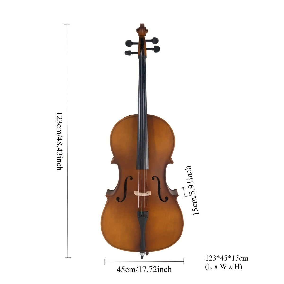 Glarry Full-Size Cello, 4/4 Acoustic Cello Set, Basswood Body, with Portable Carrying Bag, Bow, Bridge, String, Musical Instruments for Beginner, Gift for Music Lover