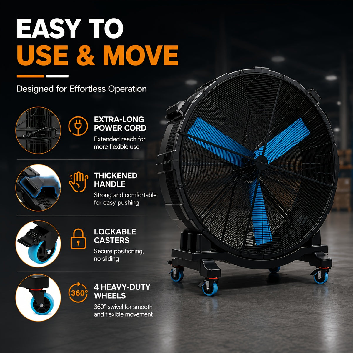 PAPAJET Industrial Drum Fan Mobile High Airflow Floor Fan for Garage Workshop Warehouse