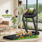4-in-1 17% Incline Folding Treadmill for Home, 3.0HP Quiet Motor, 300 Lbs Capacity, 7-Layer Shock Absorption with Handrails