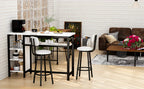 3pcs Dining Room Table Set with Faux Leather Upholstered Bar Stools, Modern Farmhouse Style Dining Table Set with Multiple Tier Storage Shelves, MDF Table Top and Metal Frame, Counter Height Breakfast Nook Table Set for Small Spaces Family