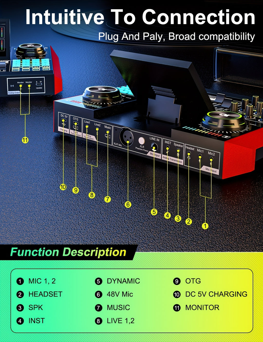 Tenlamp G10 BM800 Mic Mixer Set Podcast Influencer KOL Singing Gaming DJ Mixing Station Controller Equipment Studio Professional Recording Electronic Music Mixer Power Karaoke Machine Available Dynamic Condenser Wired Microphone Portable Microfono