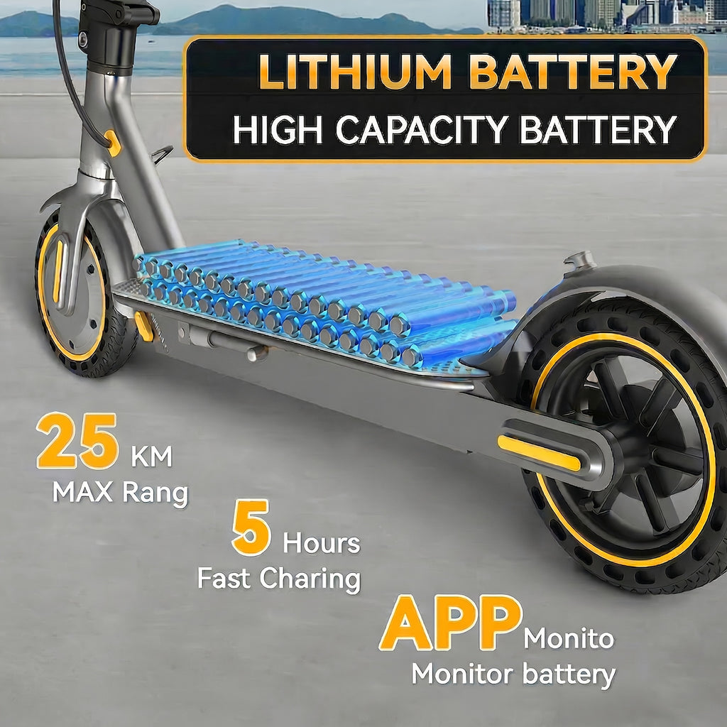 Adults' 8.5'' Foldable Electric Scooter with App, 350W Motor & 25km Range - Display, 3-Speed Modes, Dual Brake & Large Battery - Portable -EScooter Commuting for Adults