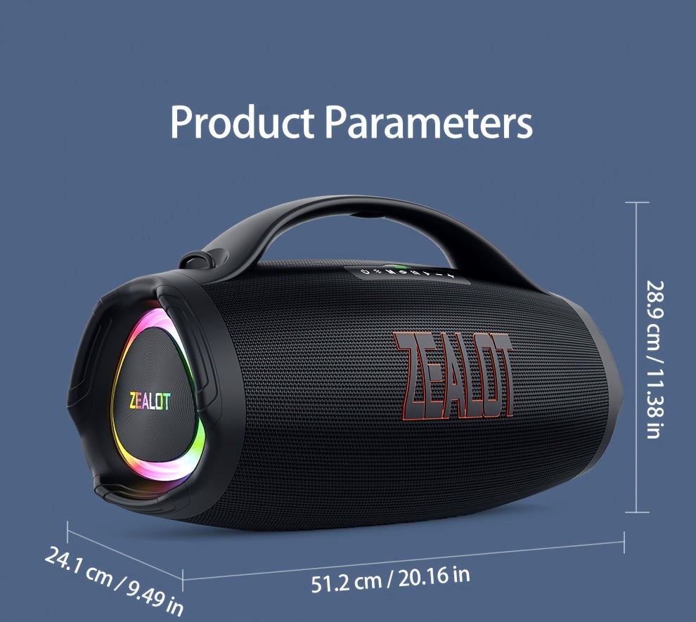 ZEALOT 160W Large Speaker, Wireless Speakers with Subwoofer, 60 Hours Playtime, 36000Mah Battery, Fast Charging, Water Resistance, Dual Pairing, Booming Bass. Charging Cable, Connect with Mobile Phone/Tv. for Home, Car, Outdoor, Camping