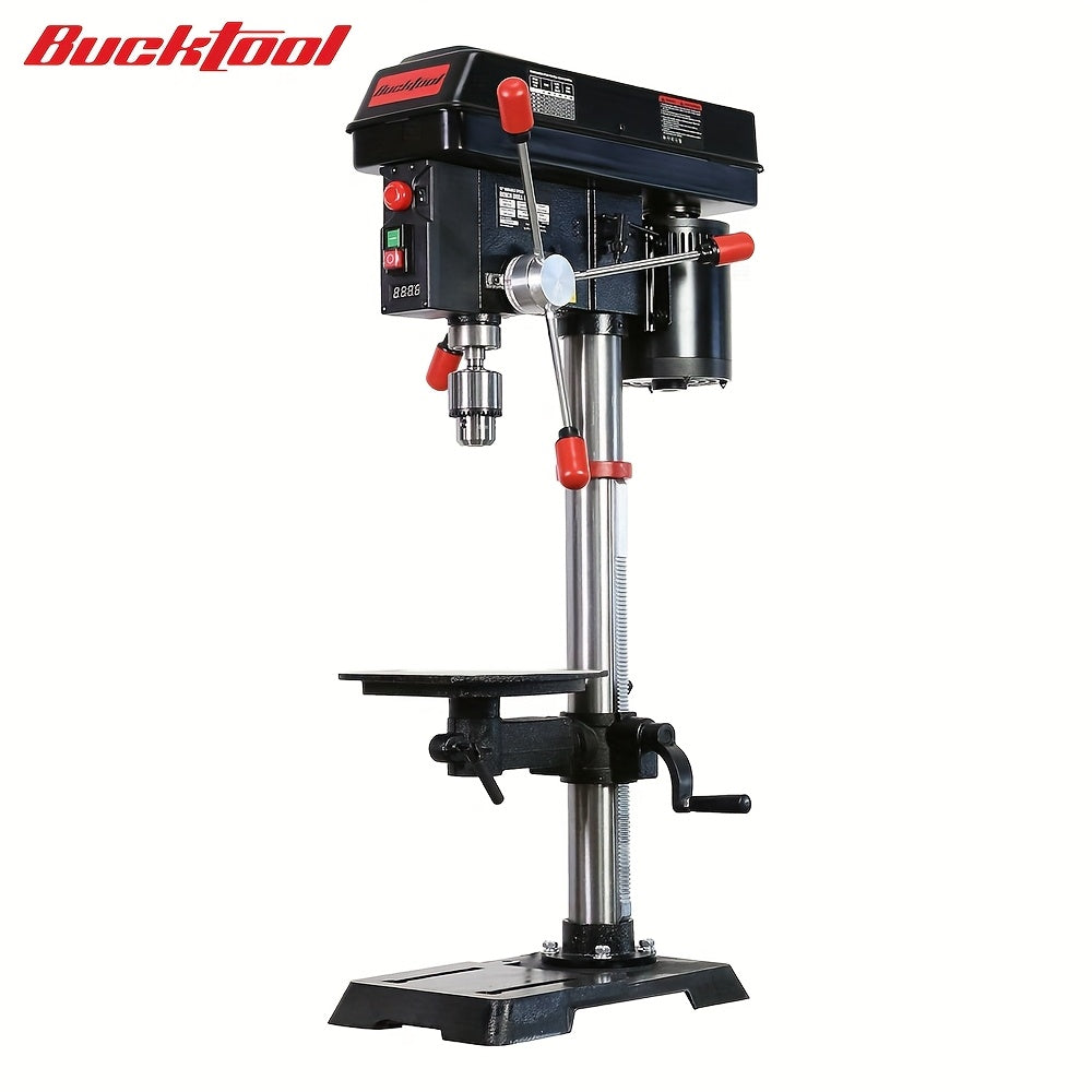 BUCKTOOL 12 INCH 6.2A Professional Bench Drill Press, 3/4HP Powerful Benchtop Drill Press, Variable Speed Drill Press With Work Light