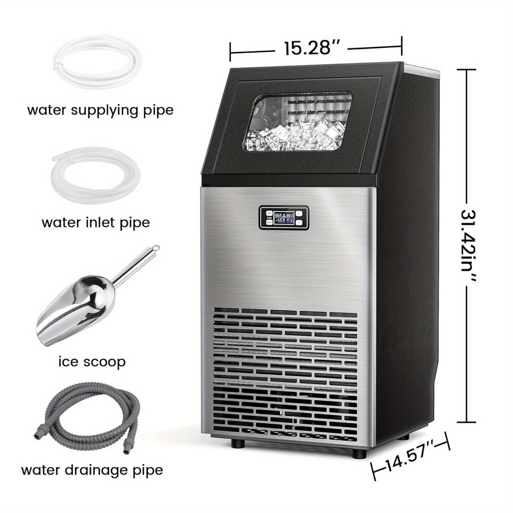 Large Ice Maker, 66Lbs/ 80Lbs/ 100Lbs Commercial Ice Maker, 24 Hour Timer, Self Cleaning Under Ice Machine, Automatic Full Ice Stop, Adjustable Ice Thickness And Ice Making Time, Suitable for Restaurants, Hospitals, Bars, Cafes, Laboratories