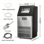 Large Ice Maker, 66Lbs/ 80Lbs/ 100Lbs Commercial Ice Maker, 24 Hour Timer, Self Cleaning Under Ice Machine, Automatic Full Ice Stop, Adjustable Ice Thickness And Ice Making Time, Suitable for Restaurants, Hospitals, Bars, Cafes, Laboratories