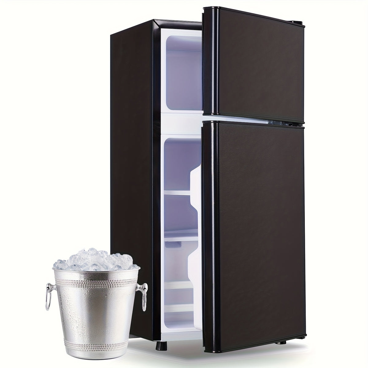 2.4 CU.FT. Mini Fridge with Freezer, Personal Refrigerator, Small Size Refrigerator with 7 Level Adjustable Temperature and Double Door